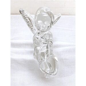 Authentic Baccarat Crystal "Angel of Love Holding Heart" Seated Cherub Figurine